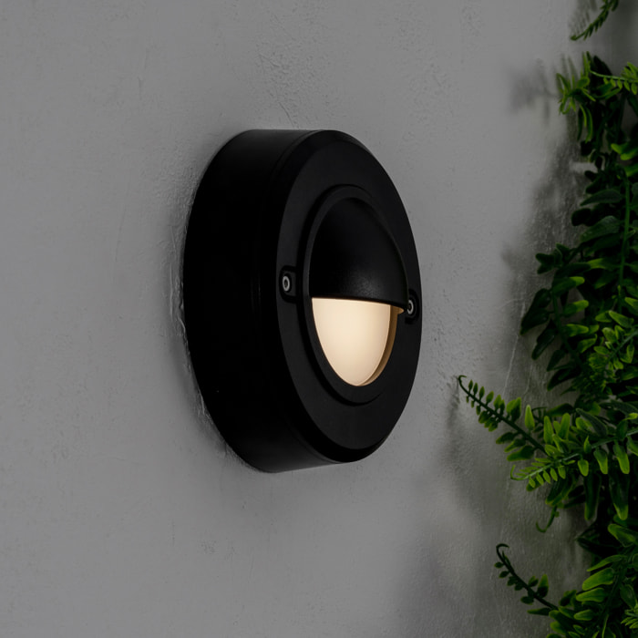 FORLIGHT Mita Aplique exterior con luz led en blanco cálido 3000K en color negro