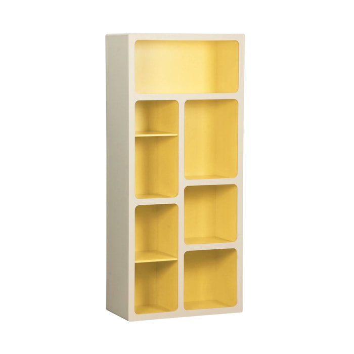 Etagère bibliothèque organique décor bois bicolore 8 compartiments  AGATHA