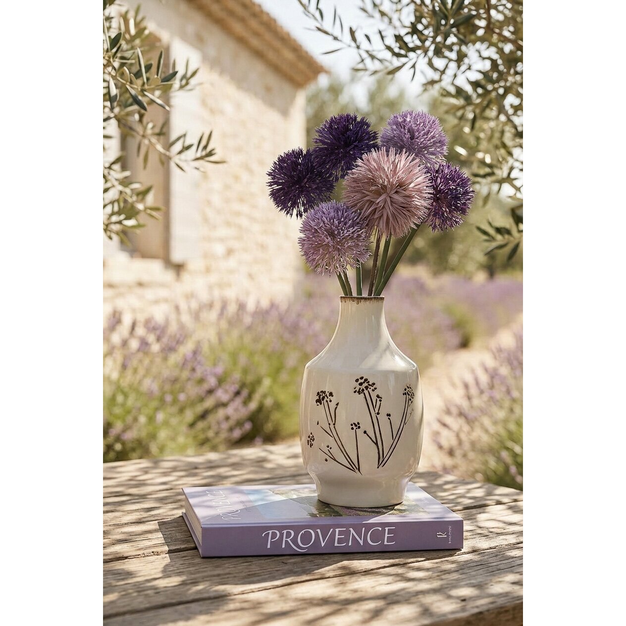 J-Line Vase fleurs - porcelaine - blanc/noir - medium