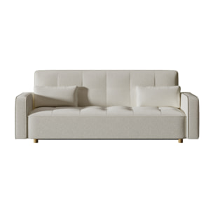Canapé scandinave convertible 3 places en tissu bouclette blanc COOPER
