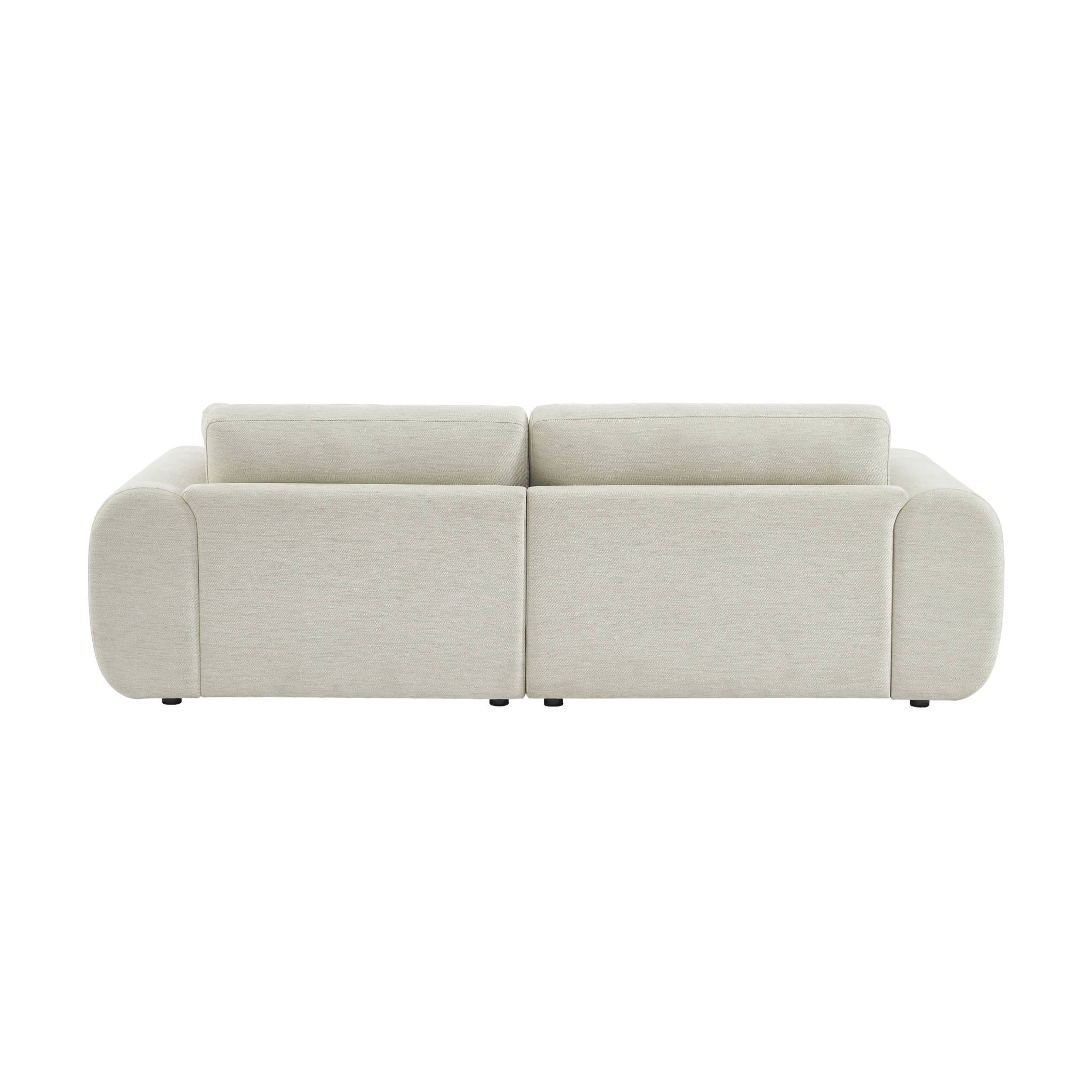 Canapé d'angle droite 3 places tissu crème. pieds ronds L 231 x P 160 / 88 cm - Zenio