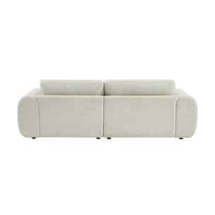 Canapé d'angle droite 3 places tissu crème. pieds ronds L 231 x P 160 / 88 cm - Zenio