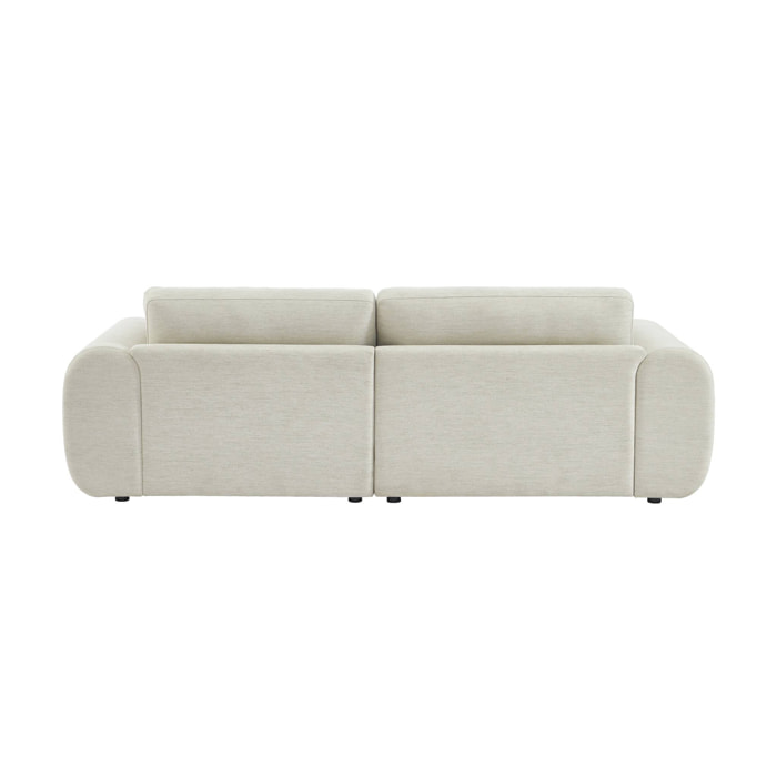 Canapé d'angle droite 3 places tissu crème. pieds ronds L 231 x P 160 / 88 cm - Zenio