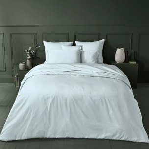 Lot de 2 taies satin de coton uni gris Ava uni glacier
