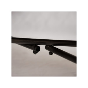 Table basse 120 cm plateau cuivré rainuré et pieds métal - SAWYER