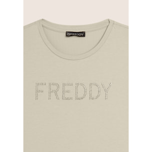 T-shirt manica corta con logo FREDDY in strass