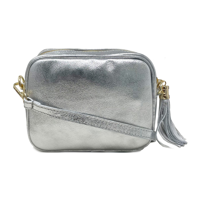 Chicca Borse - Tracollina Clutch Donna in Vera Pelle - Colore Argento