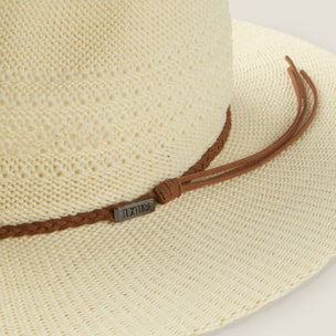 Sombrero playa tira cuero Blixem color blanco