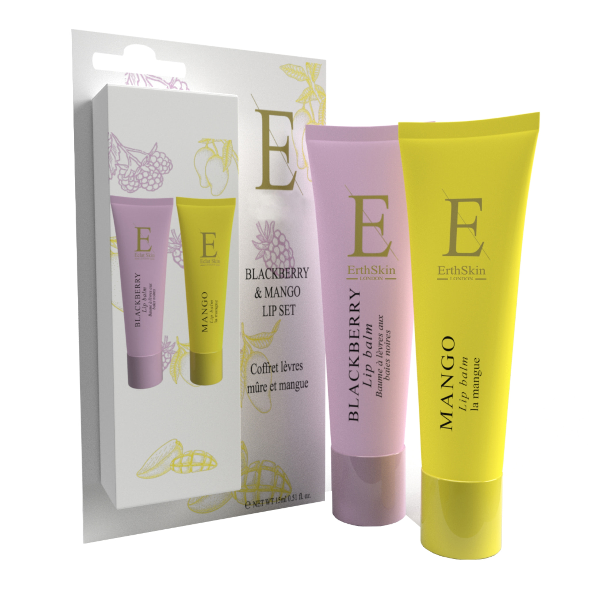 Erth- Set de bálsamos labiales mango y mora