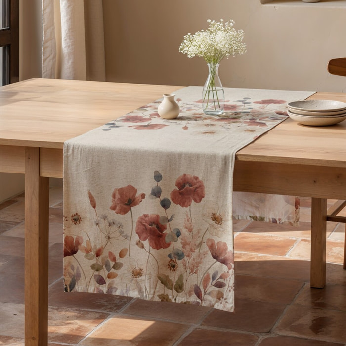 Chemin de table AMAPOLA NATURALE - aspect textile