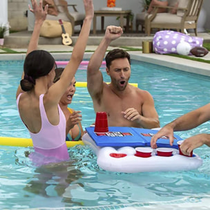 Porta bebidas hinchable, juego de beer-pong, barra de bar de piscina.