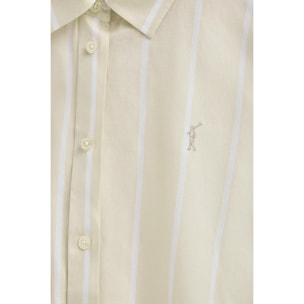 Camisa de rayas beige de corte relajado con logo Rigby Go