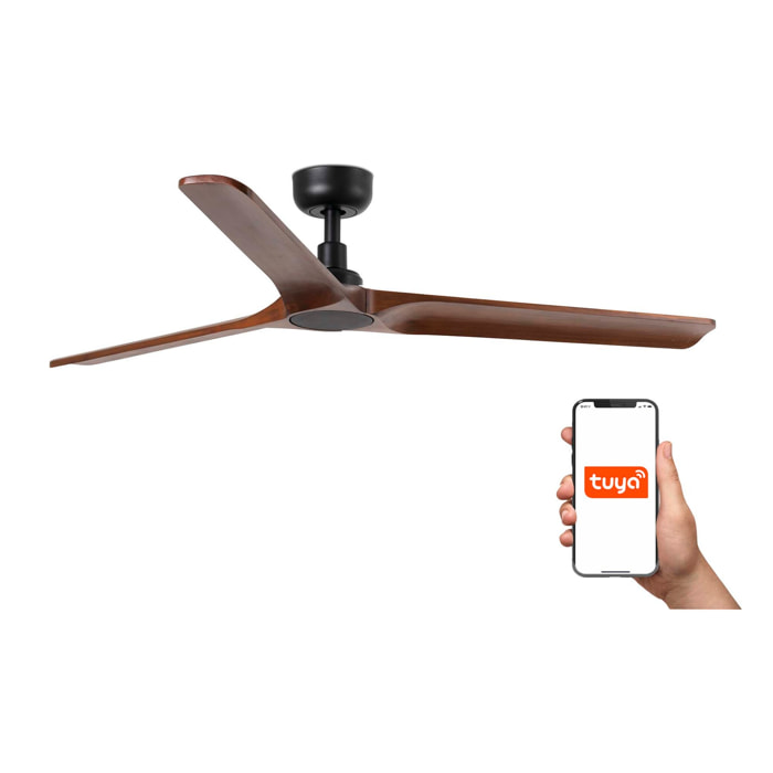 HEYWOOD L Ventilateur de plafond noir/noyer TUYA