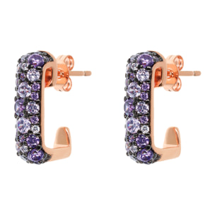 Orecchini a Lobo Quadrati in Pavé di Cubic Zirconia Viola