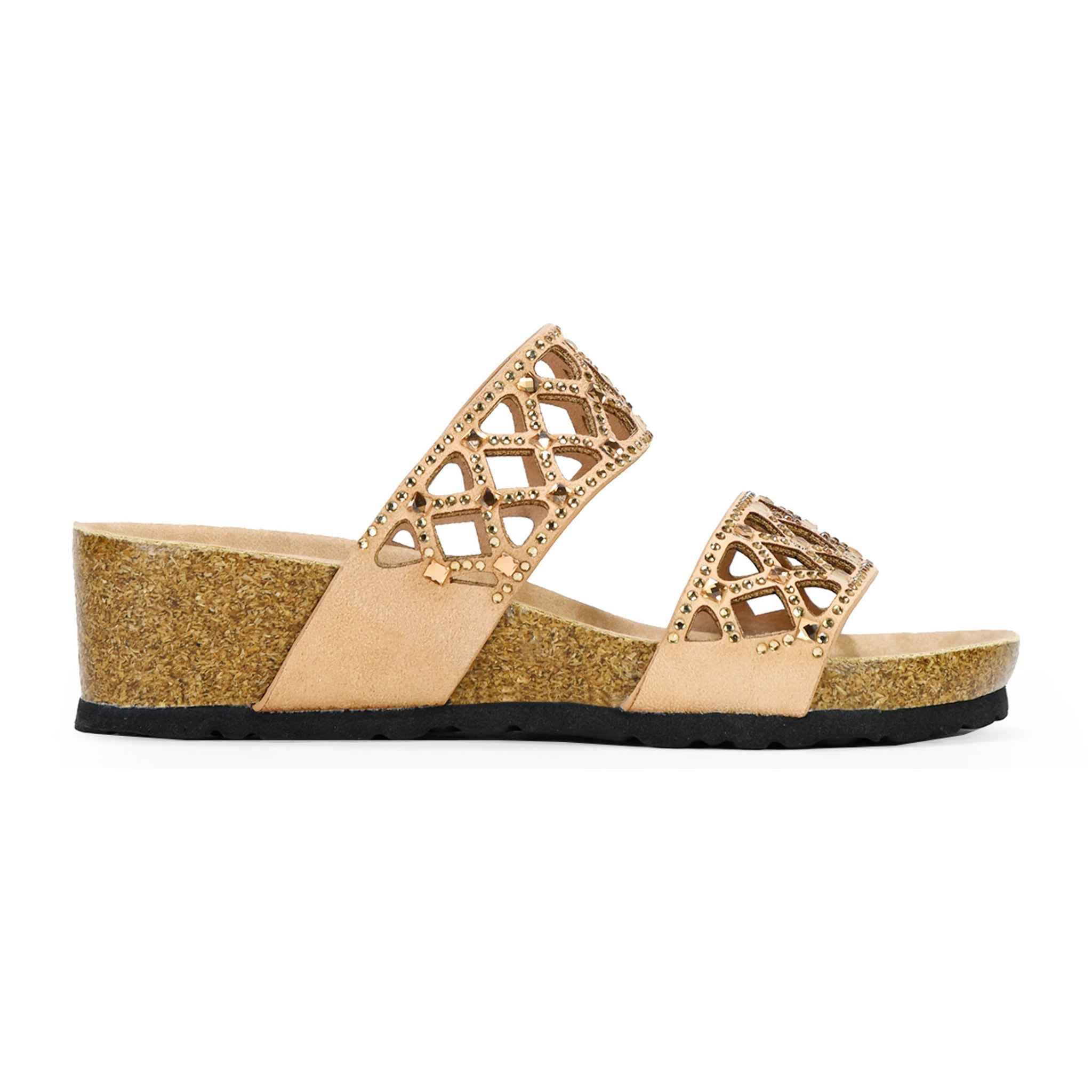 Sandalias de cuña marrones con brillantes