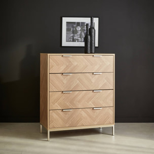Commode Budapest. quatre tiroirs. décor chevrons L 80 x l 40 x H 95cm