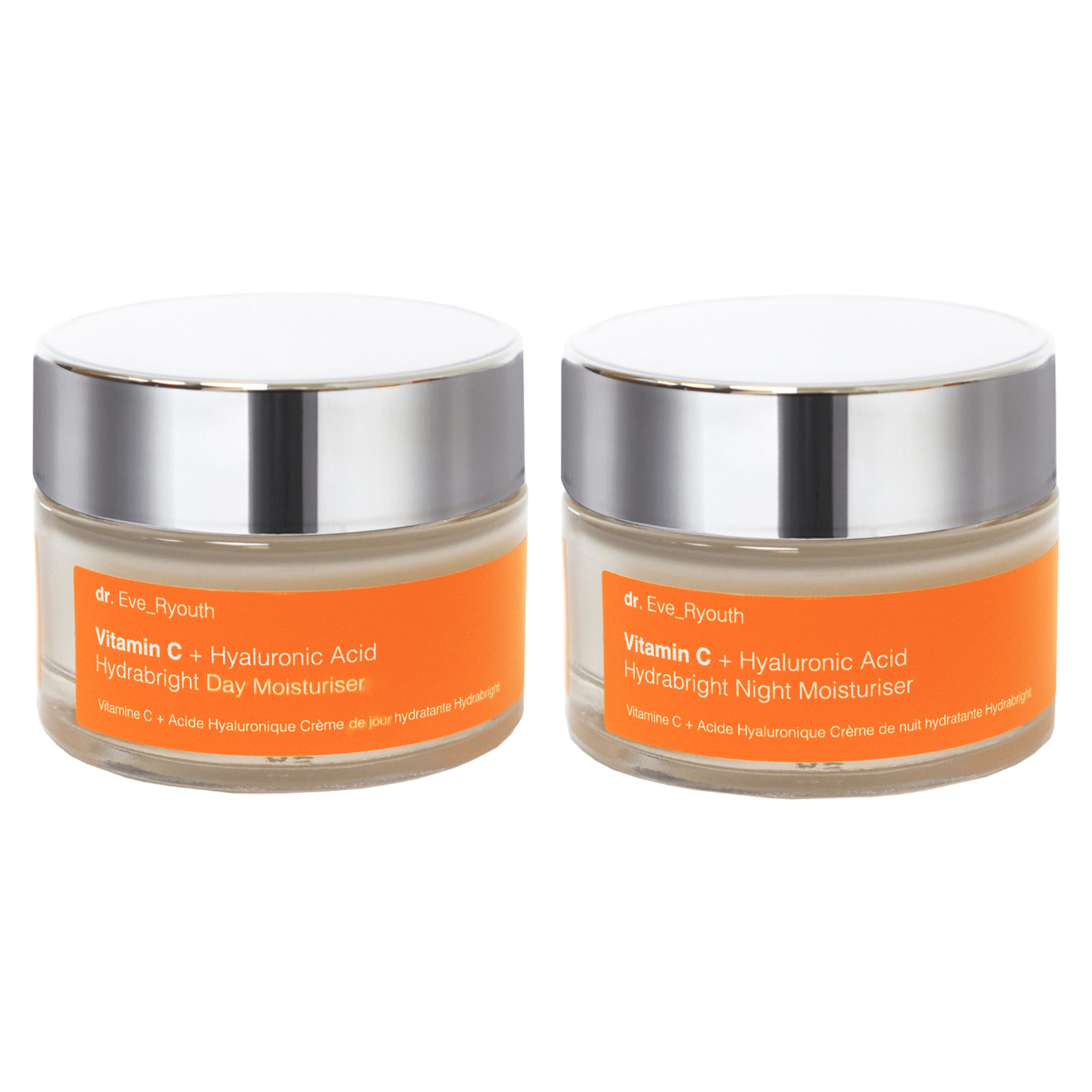 Vitamina C + Ácido Hialurónico Hydrabright Crema Hidratante de Día 50ml & Vitamina C + Ácido Hialurónico Hydrabright Crema Hidratante de Noche 50ml