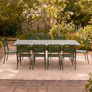 Ensemble table de jardin 200 cm et 8 chaises vert EVORA
