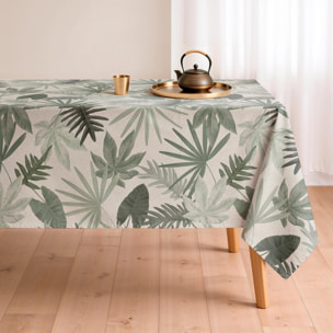Nappe anti-taches MONSTERA VERT - en 100 % coton
