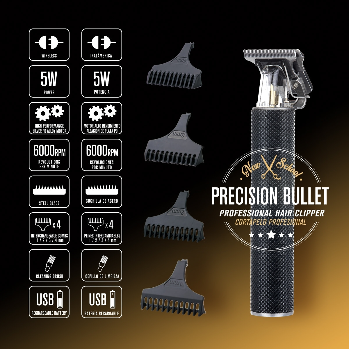 cortapelo precision barber id - negro - usb