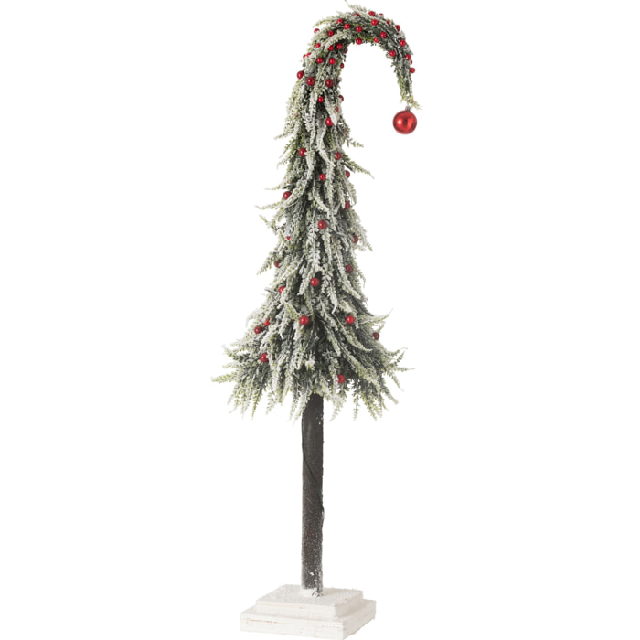 J-Line décoration sapin De Noël Bonnet Neige - plastique - vert/rouge - large- LED