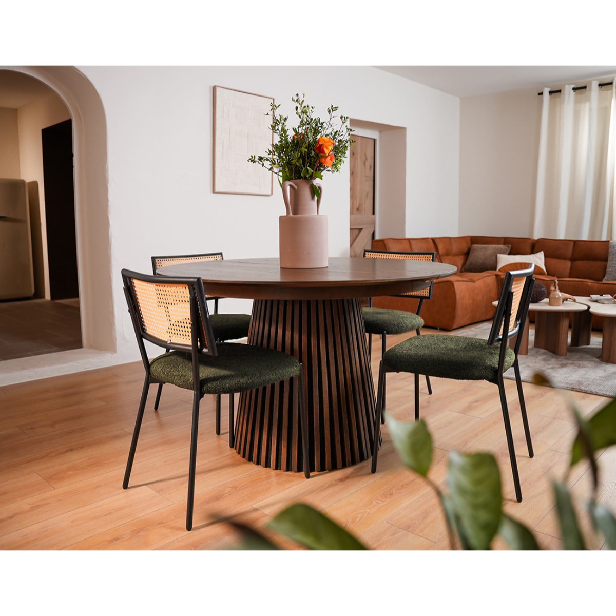 Luciano - lot de 2 chaises - en tissu bouclette - Vert Kaki