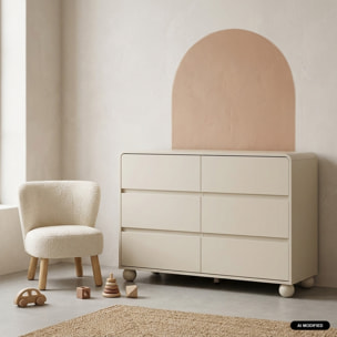 Commode enfant décor bois laqué 6 tiroirs NOUSHKA