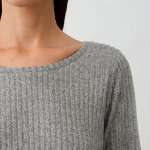 Camiseta punto canalé Sisa color gris Poliéster
