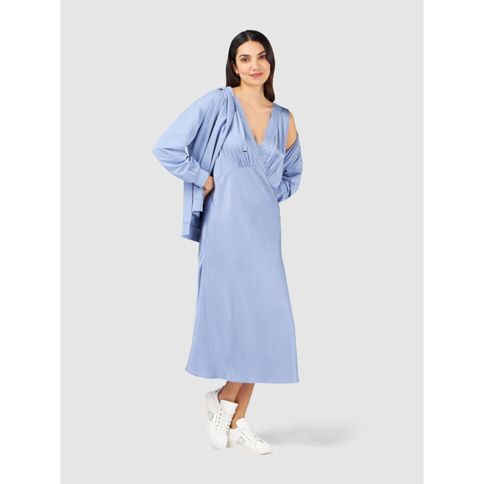 Oltre - Vestido sin mangas de raso - Light - blue