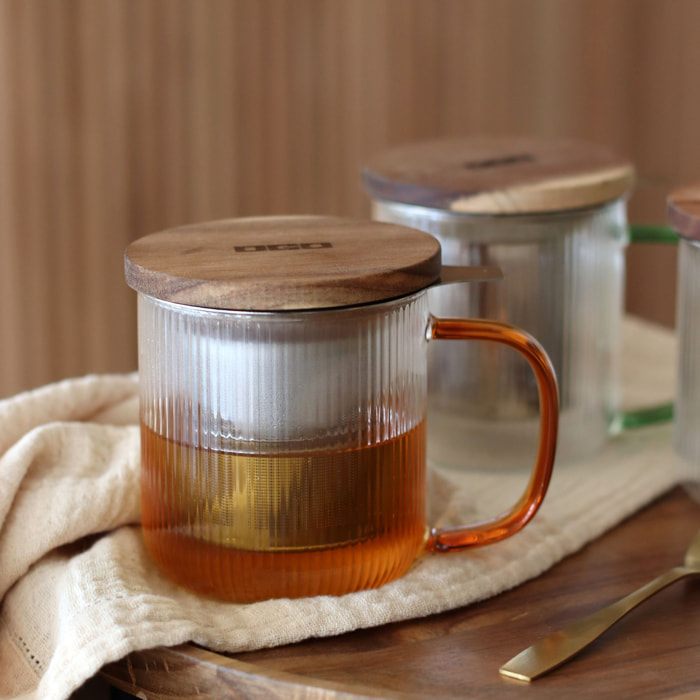 Tisanière en verre et anse ambre 300ml KARL