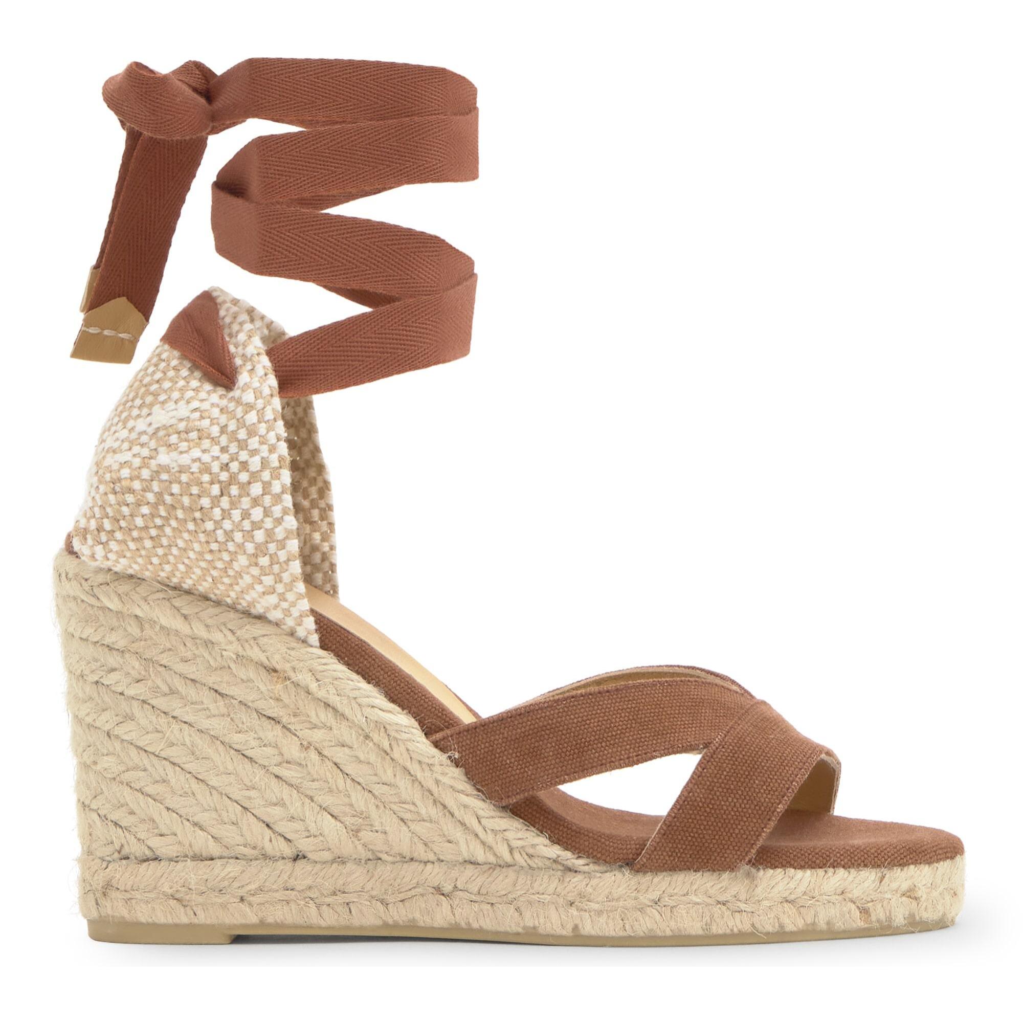 Sandalia bailey cuña 9 cm en algodón orgánico lavado