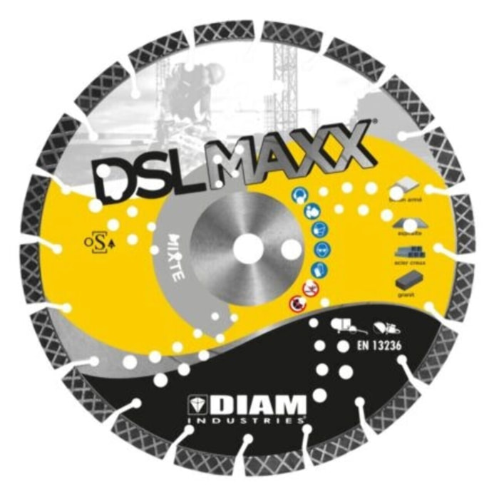 Disque diamant mixte acier asphalte béton granit Ø125mm / 22.23 mm - DIAM INDUSTRIES - DSLMAXX125/22