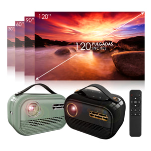 Mini videoproiettore LED portatile P16 in stile retrò, DLP. Android 9.0, Wi-Fi. Clonazione schermo. Batteria ricaricabile. Netflix, YouTube, ecc. 2+16GB.