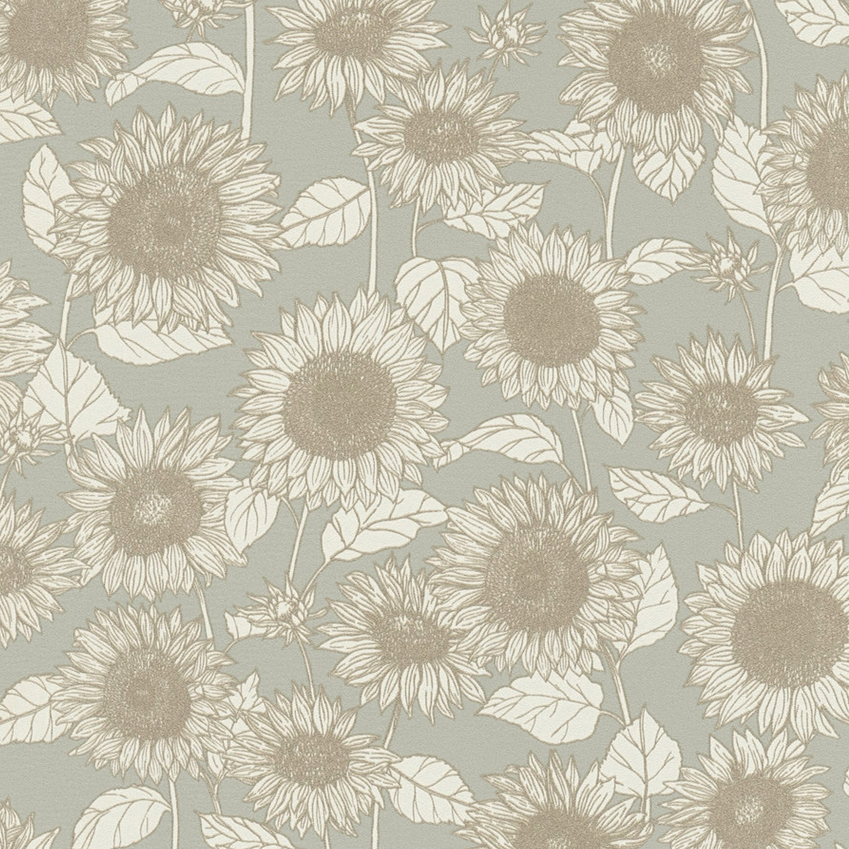 Papier peint imprimé tournesol - Beige