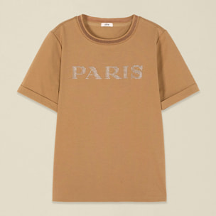 Oltre - T-shirt con ricamo lettering - Beige