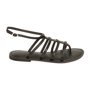 Sandalias planas de piel negras
