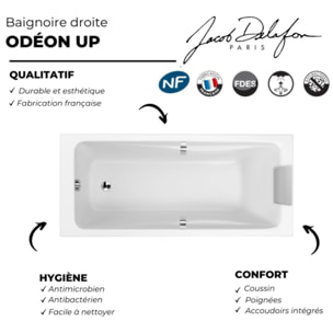 Baignoire droite Odéon up + pare bain 2 volets chromé