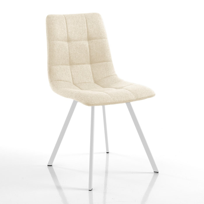 Lot de 4 chaises de salle à manger Tomasucci NEW TANIA, en tissu, beige, blanc, 56 × 46 × 85 cm
