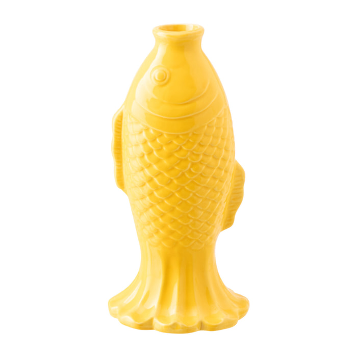 J-Line Vase Soliflore Poisson Long - grès - jaune