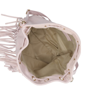 Borsa a secchiello da donna Made in Italy - Modello Umbria Plus - Pelle scamosciata - 25.0 x 22.0 x 13.0 cm