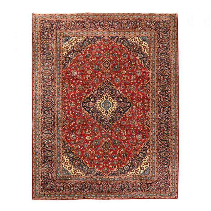 Authentique tapis persan Kashan de grandes dimensions, pièce unique, noué à la main en laine