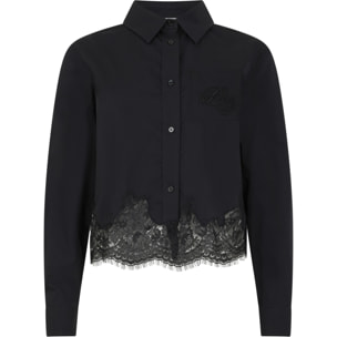 PHILIPP PLEIN Popeline Cropped Shirt Lace