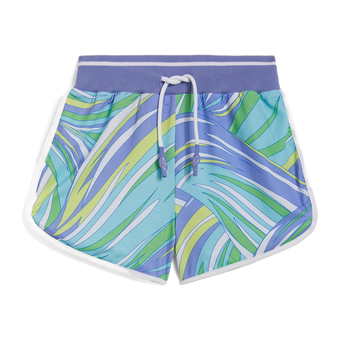 Shorts da bambina in jersey fantasia tropical all over