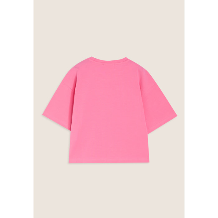 T-shirt Bambina Oversize Cropped con Logo laterale