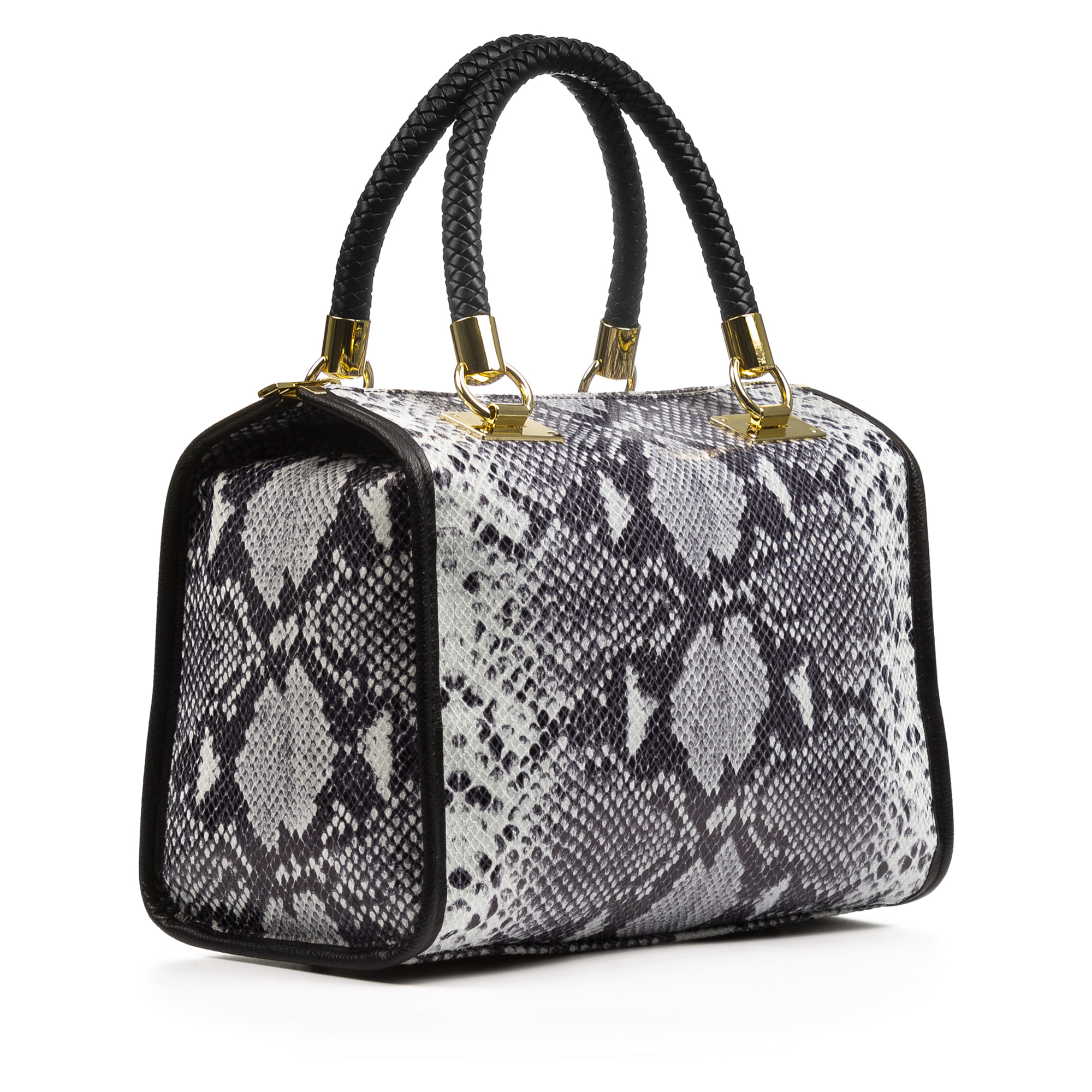 FIRENZE ARTEGIANI Catena Borsa Tote da Donna. Vera Pelle Scamosciata Pitone Made in Italy 31x16x26 Cm. Grigio