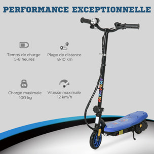 Trottinette électrique 120 W pliable pour enfant 7-14 ans 12 Km/h max. autonomie 10 Km max. bleu