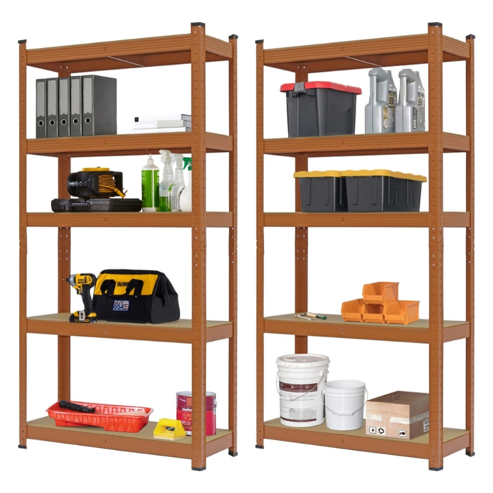 Scaffali metallici 150x75x30 cm mattone 5 ripiani