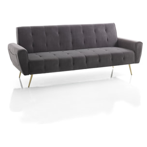 Canapé convertible Tomasucci PREMIER, en coton et mousse, gris, 180 × 54 × 42 cm