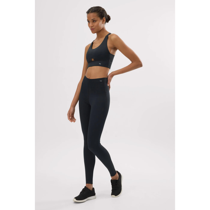 Leggings sportivi lunghi neri a compressione per pancia piatta