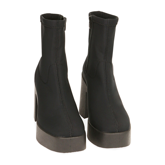 Ankle boots neri in lycra, tacco 8,5 cm